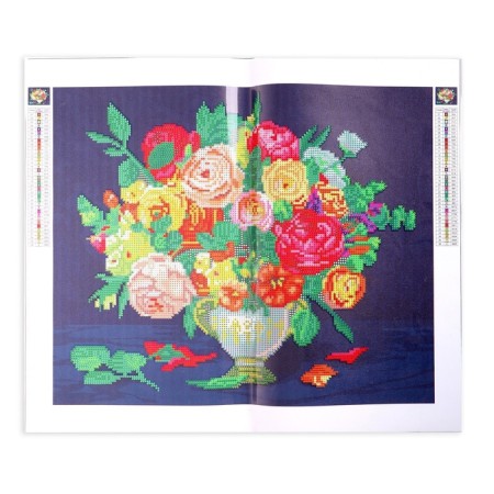 Diamond mosaic with partial filling on canvas "Flowers", 40 x 50 cm-5