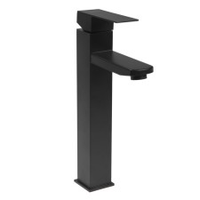 Zein ZF2 sink mixer, high, square, 35 mm cartridge, stainless steel. Steel, black