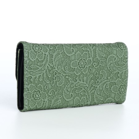 Women's wallet on magnet, green color-2