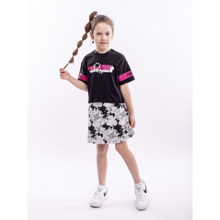Set: T -shirt, sundress for girls, height 128 cm, multicolor color