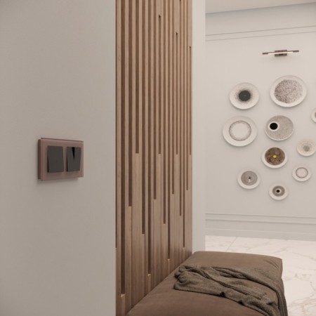 Frame W0021142, 2 Favorit sockets, latte, glass-3