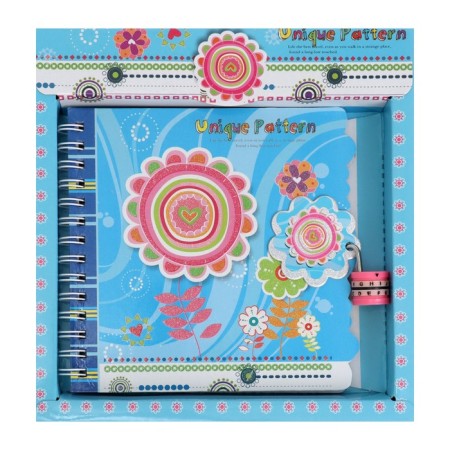 Notebook in a gift box, on a lock, A6, 50 sheets, line "Flowers", mix-3