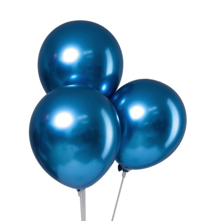 Latex ball 9 "Chrome", metal, set of 50 pcs., Blue color-1