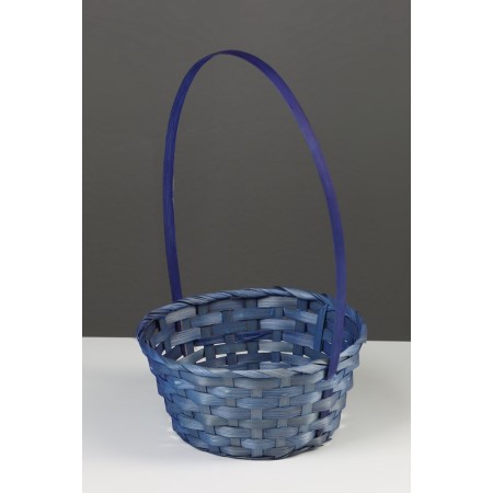 Wicker basket 20 x 20 x 9 cm, handle h = 25 cm, blue-3