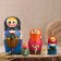 Nesting doll "family", black scarf, 5 puppet