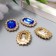 Decor for creativity Metal "Environmental medallion" bright blue crystal rhinestones 2x1.5 cm