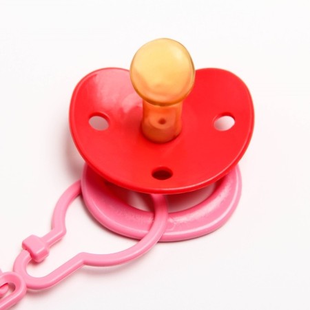Orthodontic dummy nipple, latex, from 0 months, with the holder, Moore-Mur, pink color-4