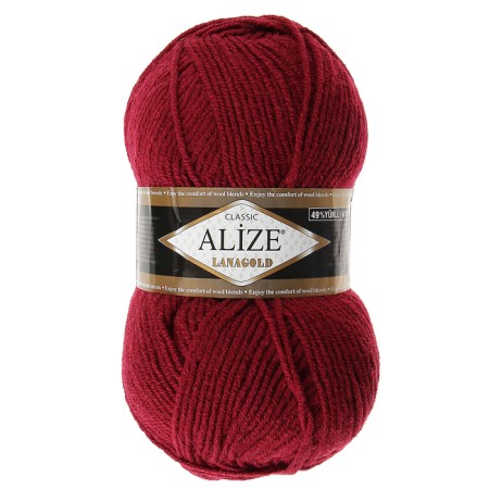 Yarn "Lanagold" 51% acrylic, 49% wool 240m/100g (57 burgundy)-1
