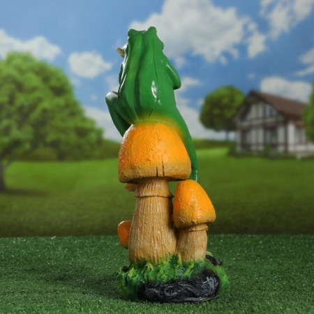 Garden figure "Frog with a butterfly" 14x14x39cm-5