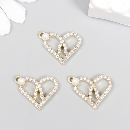 Decor for creativity metal, rhinestones "woven heart" 2.3x1.7 cm-2