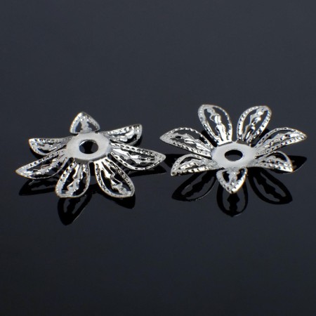 Bead hats (set 20 pcs.) SM-069, 3 × 16 mm, silver color