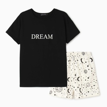 Female home set (T -shirt/shorts), black/milk color, size 42