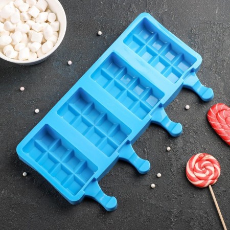Form for ice cream "Waffle Horn", silicone, 25.6 × 14.5 cm, 4 cells (9.2 × 4.8 cm), MIX color-7