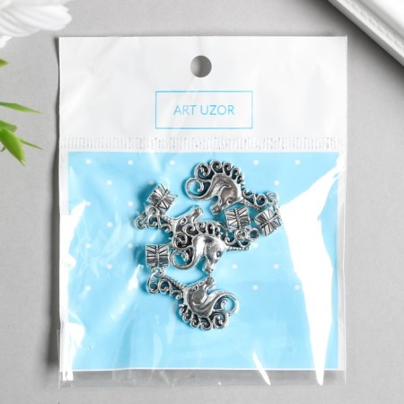 Bale with a suspension metal for creativity "Unicorn Head" silver 3.6 cm-2