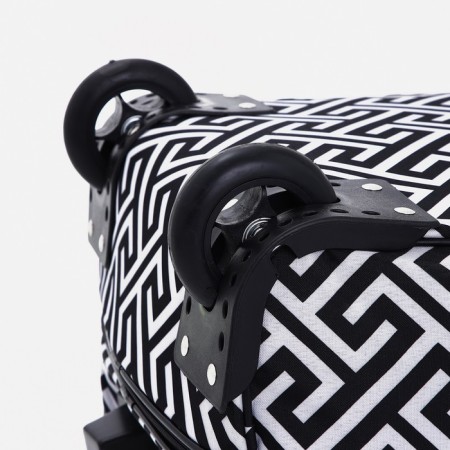 Small suitcase 52 l (s) "Factory Cartes", lightning department, external pocket, 2 wheels, black/white color-5