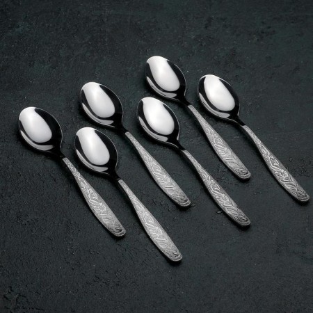 A set of teaspoons "Uralochka", thickness 2 mm, cardboard box, 6 pcs, silver color