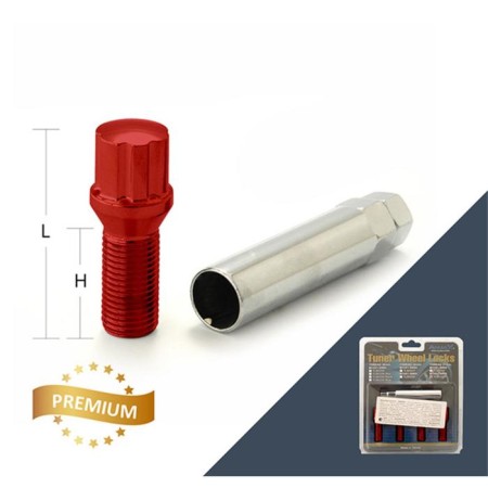 Secret Bolt M12X1,25, 55/30, external special, red, 4 pcs +key