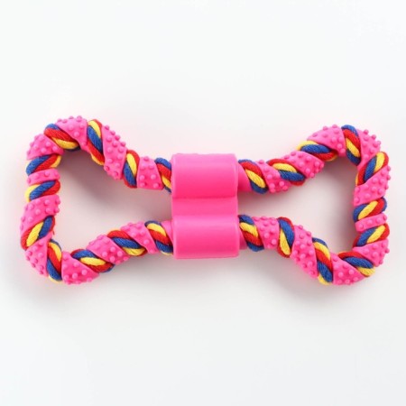 A toy is twisted from rubber and rope "Putness", 19.5 cm, pink-1