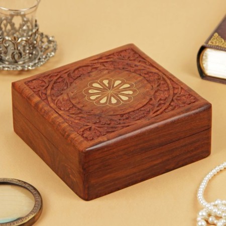 Casket Casket Carved "Drops" 15x15x6.5 cm