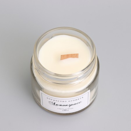 Aromatic candle made of soy wax in a bank, 75 g, lemongrass-3