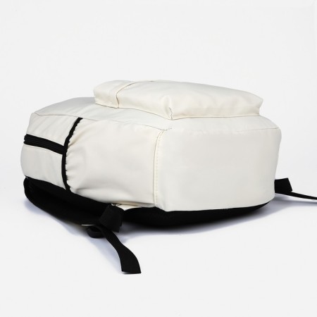School backpack from textiles with a zipper, 3 pockets, wallet, white color-5
