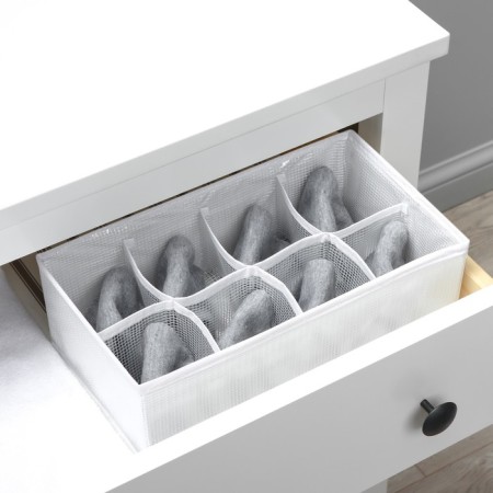Organizer for storing linen LadOM, 8 cells, 28 × 16 × 10 cm, white color-12