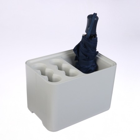 Umbrella stand, plastic, 6 round, 4 square departments, 18 × 18 × 26.5 cm, gray-1
