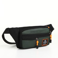 Lightning waist bag, 3 outer pockets, green/black color