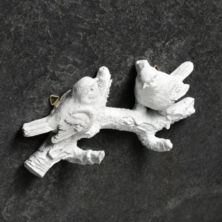 Suspension decor - hanger "twig with two birds" white-1