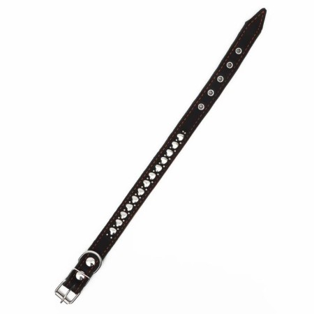 Collar combined leather/tarpaulin "Hedgehog", 55 x 2.5 cm, Osh 35-45 cm, black-2