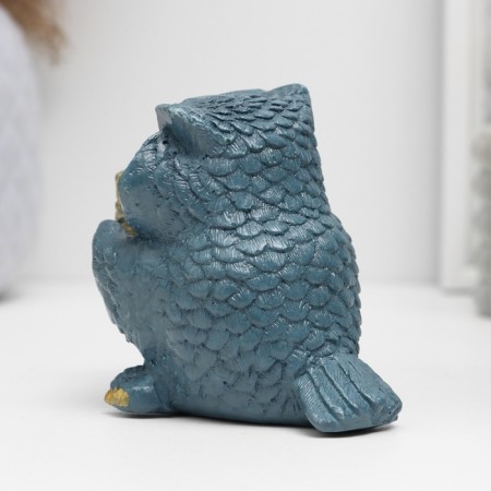 Figure "Owl with books" gray-blue 10x6x6cm-10