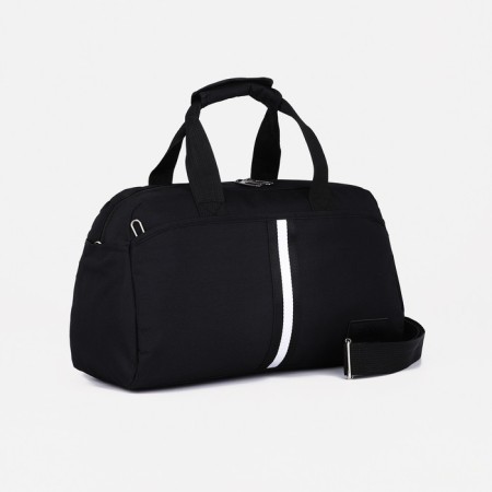 Sports bag with lightning, 3 outer pockets, long belt, black color