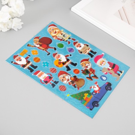 Plastic sticker "Different grandfathers frosts" 24.5x19.5 cm-1