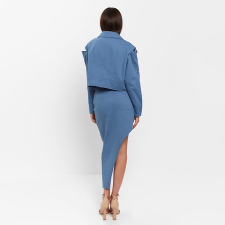 Women's shirt shortened with cuts Mist: Denim R.48, Blue-2