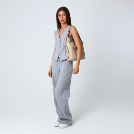Bag Women's bag with zipper, beige color-8