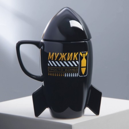 Ceramic mug "man", 300 ml, black color
