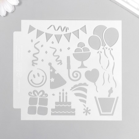 Plastic stencil "Birthday" 13x13 cm-3