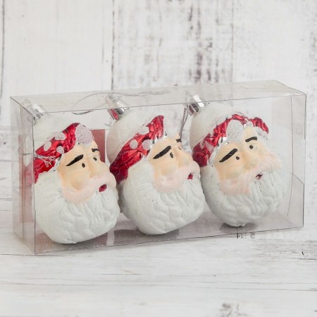 Christmas tree decoration "Santa Claus with a white beard" (set 3 pcs) 7 cm-1