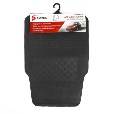 Car mats Torso, rubber, 64x44 cm, 44x33 cm, black, set 4 pcs