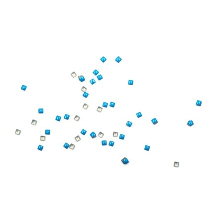 Metal square rhinestones Pole, 2x2, blue, 50 pcs