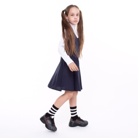 School sundress for girls, blue color, height 128-12