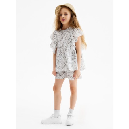 Kit for girls (blouse, shorts) minku color white, height 122 cm-1