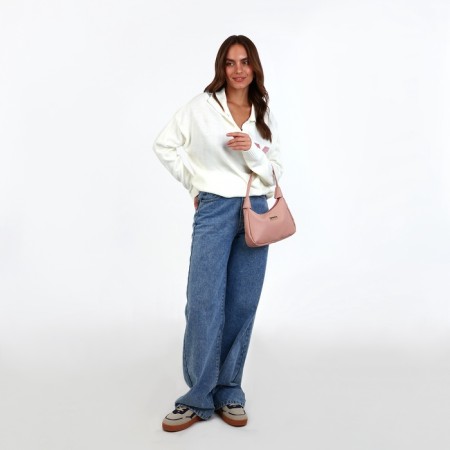 Female bag 25*7*13.5 depth with a zipper, pink-1