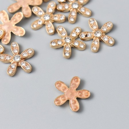 Decor for creativity metal, rhinestones "chamomile" set 10 pcs gold 1.5x1.5 cm-1