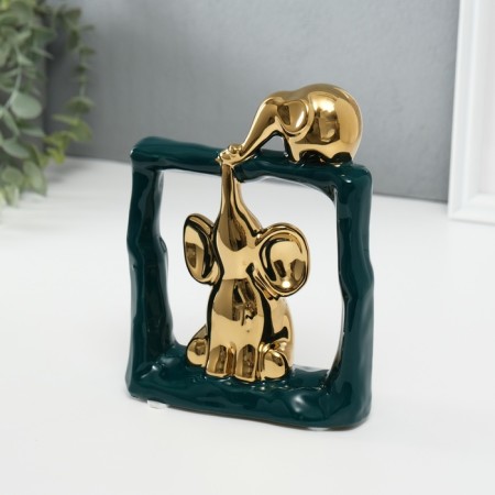 Souvenir Ceramics "Eliors - Support. Square" Dark green with gold 6x13.5x17.5 cm-4