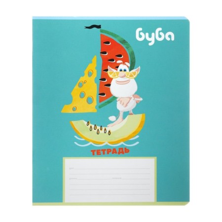 Notebook 12 sheet braids "Buba", cover coated cardboard, rounded corners, unit 65 g/m2, 5v mix-4