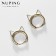 Cooping earrings Xuping cat, white color in gold, d = 1.6 cm