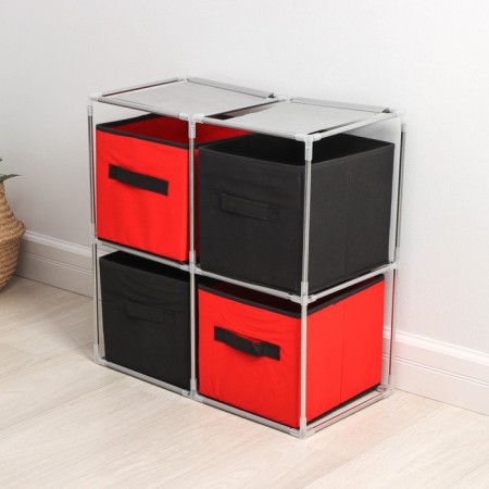 Store for storage of clothing shares, 4 boxes, 60 × 29 × 60 cm, red-black color-4