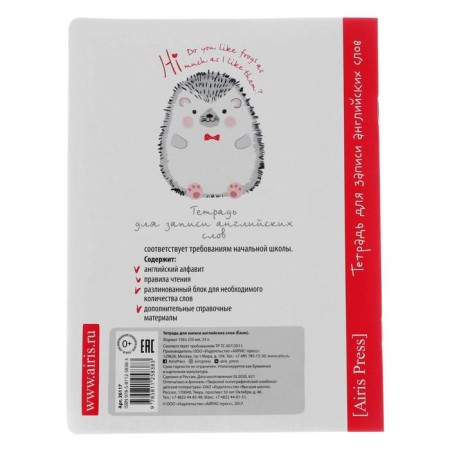 A notebook for recording English words for elementary school 24 sheets "Hedgehog", cover of coated cardboard, glossy lamination-4