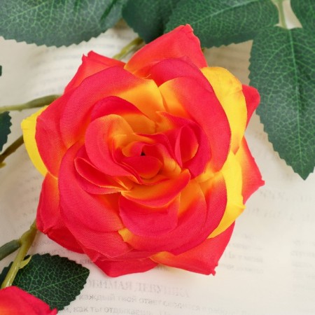 Artificial flowers "Troy rose" 6x61 cm, orange-1